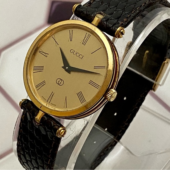 Rare Vintage Gucci 2000M Swiss Timepiece Stacked Watch Red & Green New Strap - Picture 4 of 16